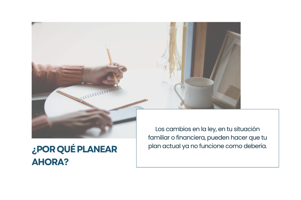 Mujer tomando notas sobre su plan patrimonial y decisiones legales como will vs trust