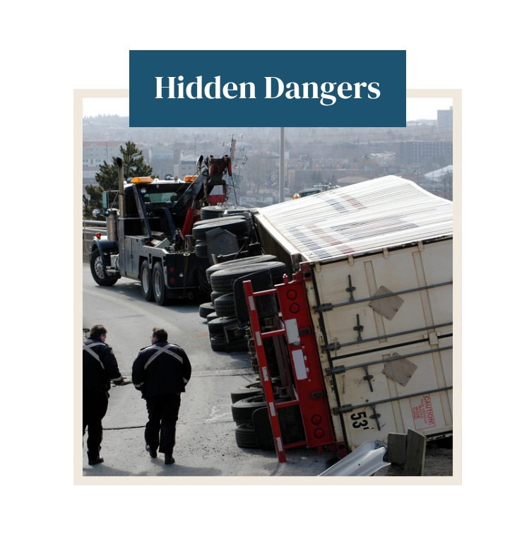 Overturned 18-wheeler truck highlights holiday travel dangers