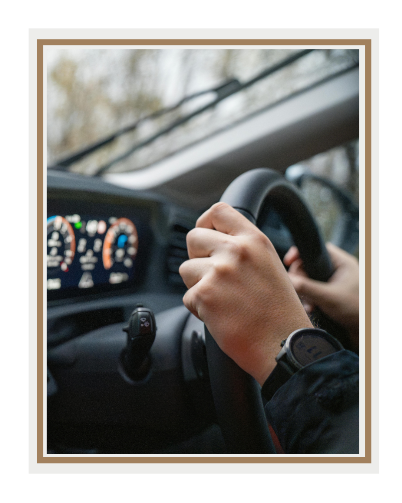 Texas driver holding the steering wheel while driving