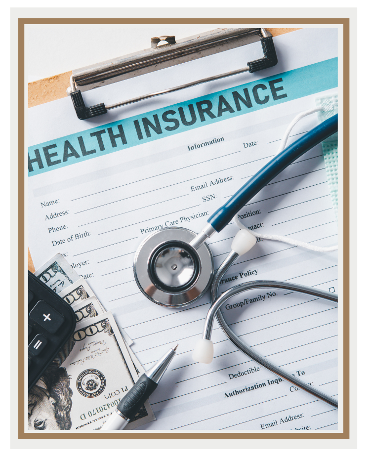 health insurance form and stethoscope showing injury expenses