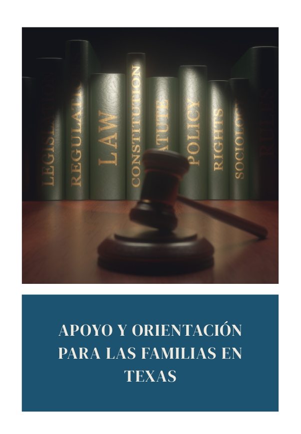 libros de derecho y mazo representando apoyo legal en Texas