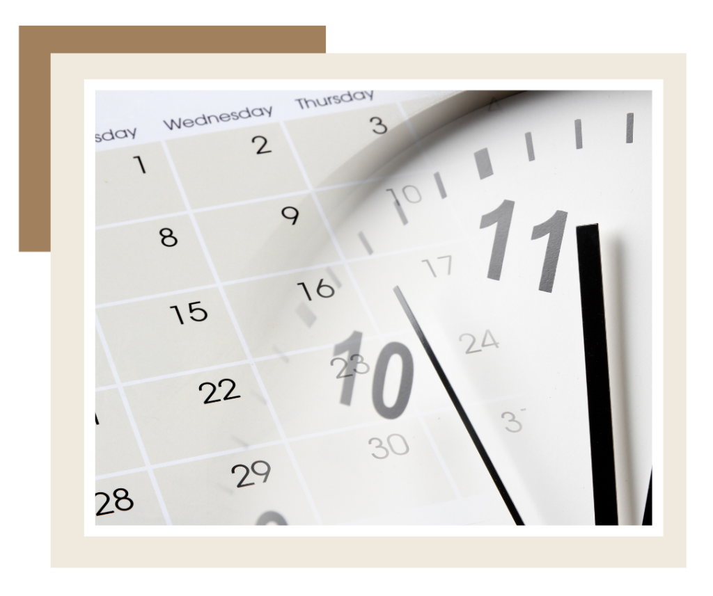 Calendario y reloj mostrando la fecha límite de la reclamación por accidente