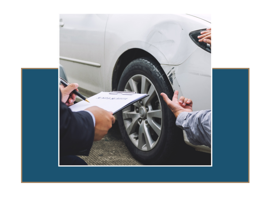 img2 » Ybarra Law Firm Insurance adjuster reviewing vehicle damage after accident