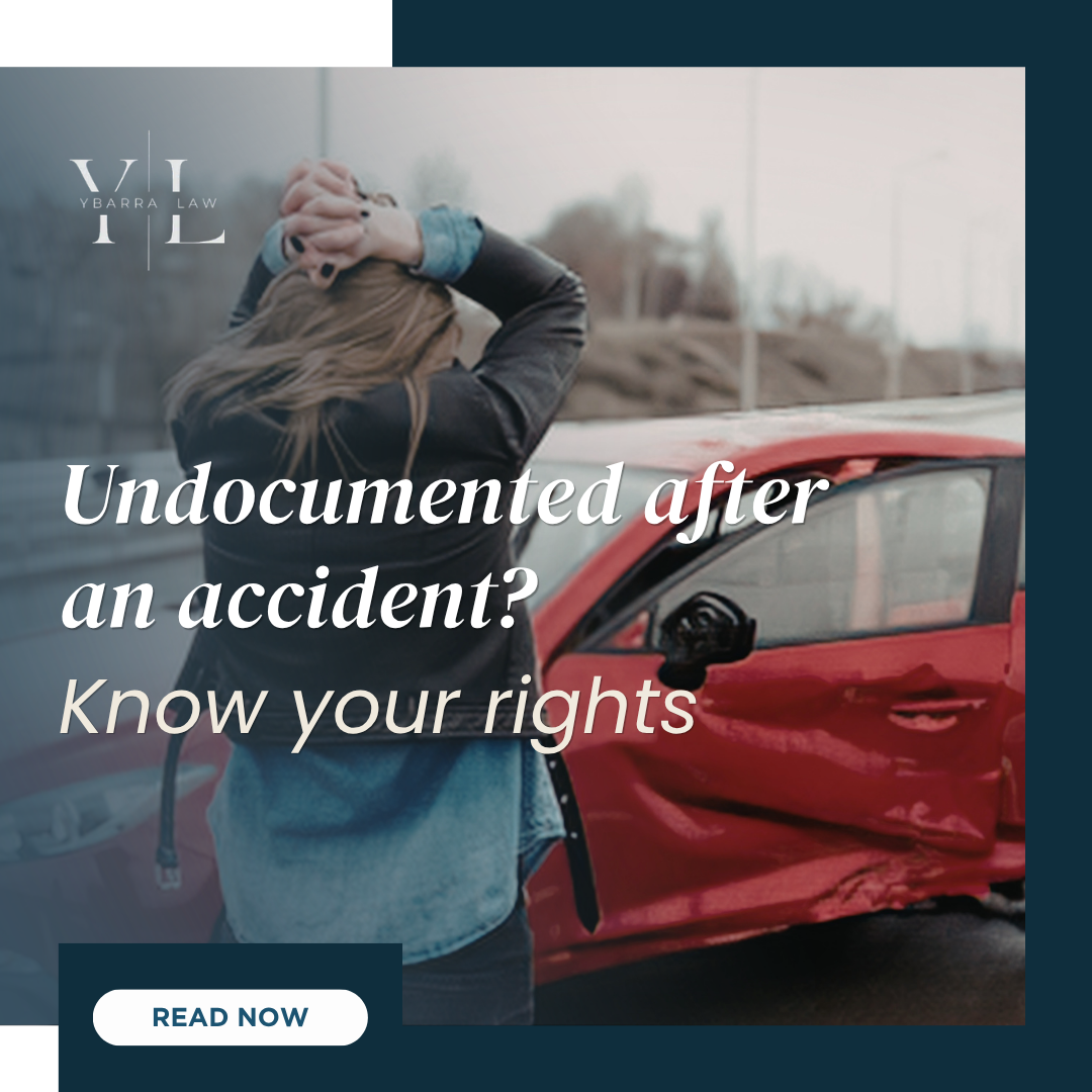 Undocumented after an accident blog graphic with damaged car